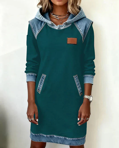 Alexa | Robe à Capuche Contrastée Confortable