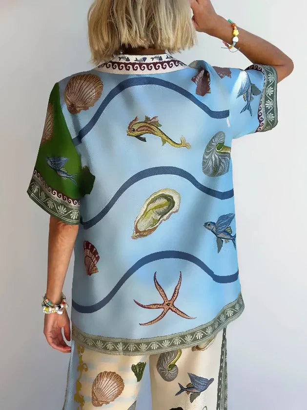 Marina | Ensemble Imprimé Floral en Mer Profonde