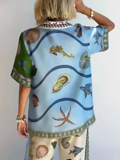 Marina | Ensemble Imprimé Floral en Mer Profonde