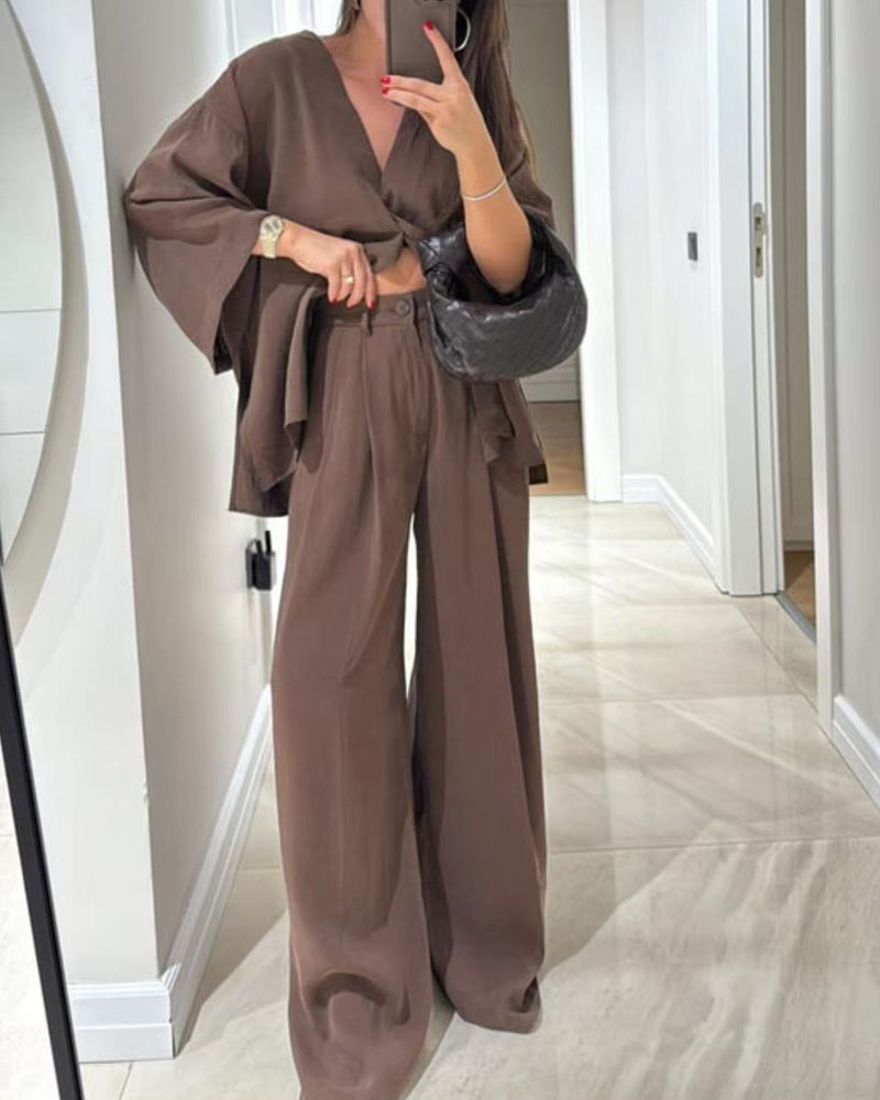 Sienna | Ensemble Top à Col V et Pantalon