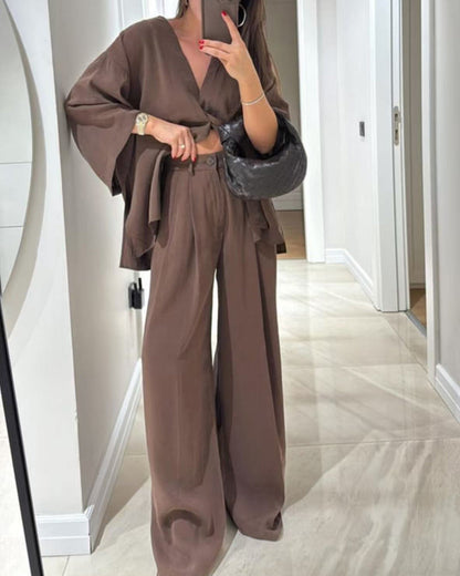 Sienna | Ensemble Top à Col V et Pantalon