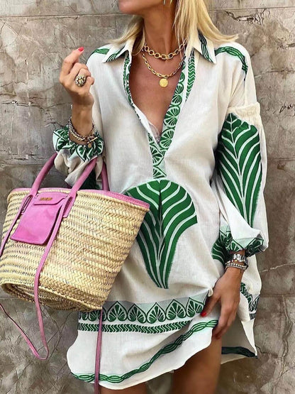 Flore | Robe Mini de Vacances Simple Unique Imprimé au Look Tropical