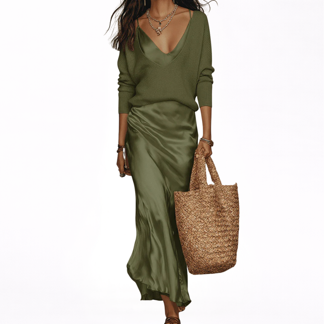 Elena | Robe Midi en Satin