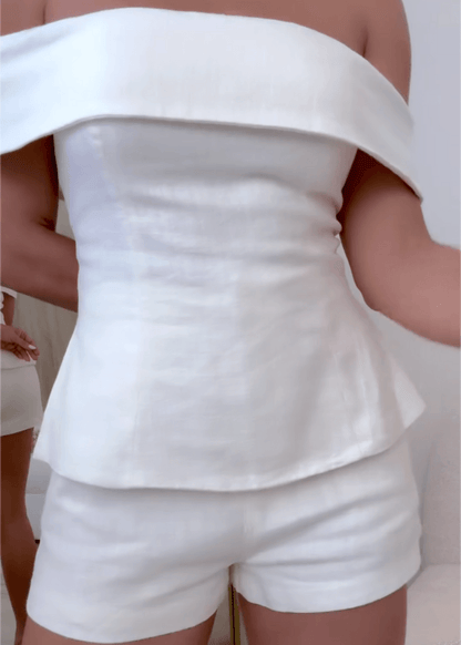 Liam | Costume Deux-Pièces en Coton et Lin Blanc