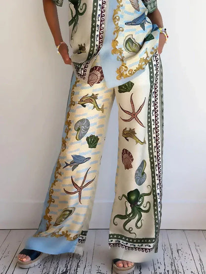 Marina | Ensemble Imprimé Floral en Mer Profonde