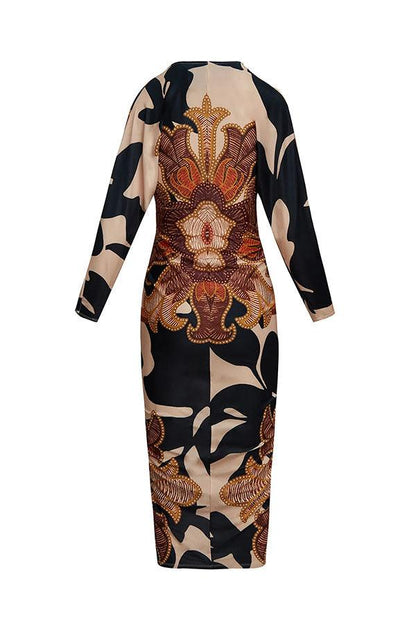 Eva | Robe Midi Dolman Imprimé Unique Sun Escape