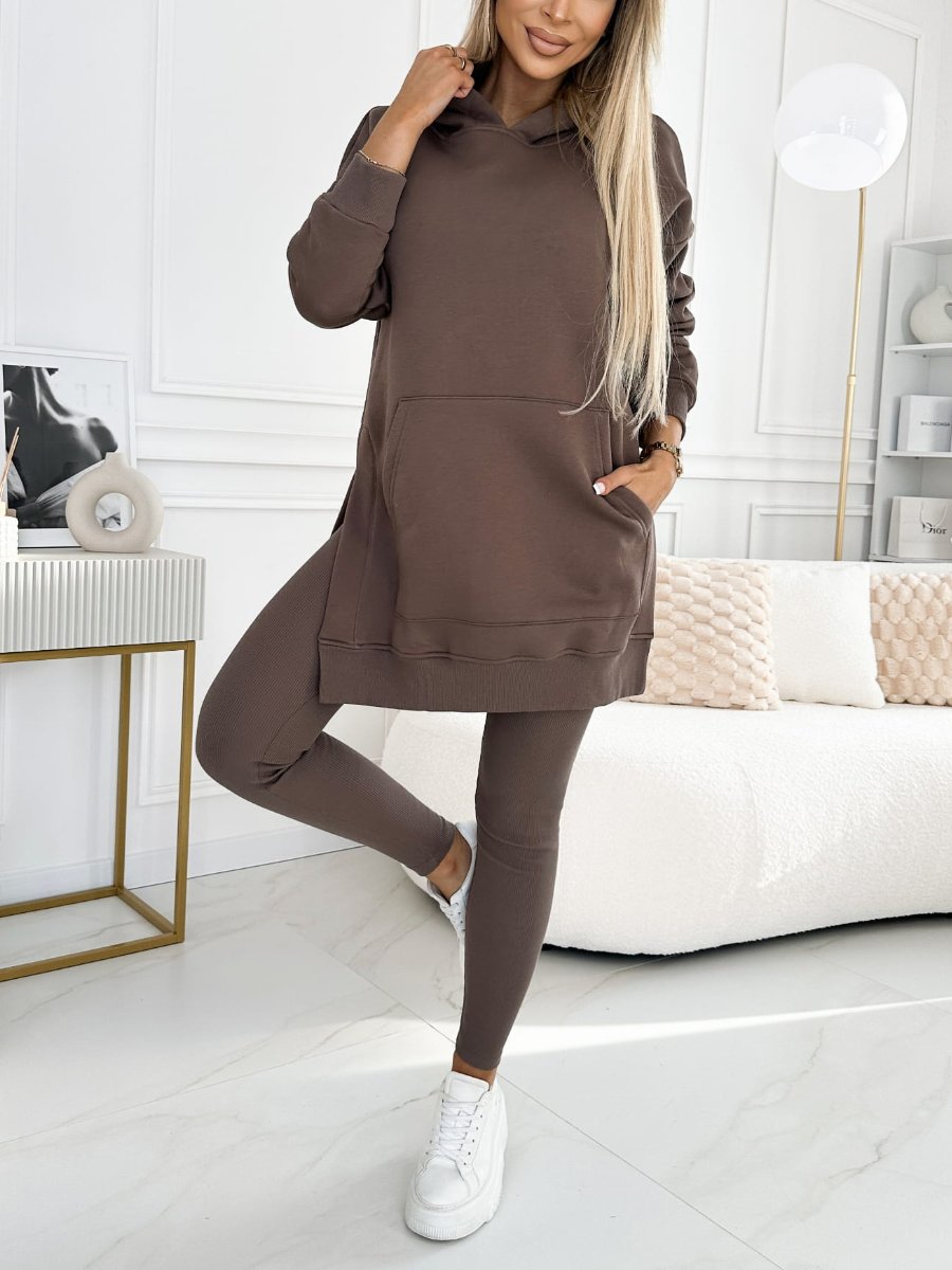 Sienna | Ensemble Sweat à Capuche Uni et Leggings Doublés