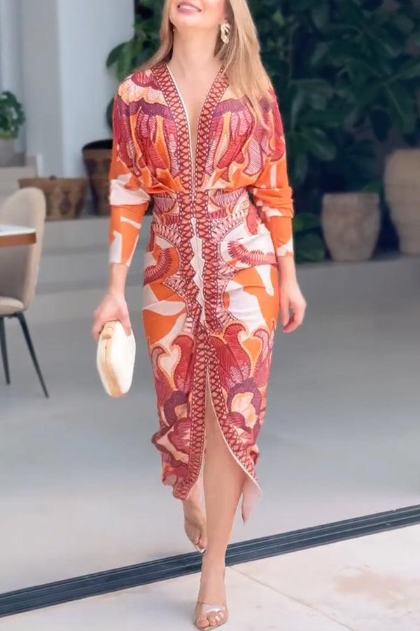 Eva | Robe Midi Dolman Imprimé Unique Sun Escape