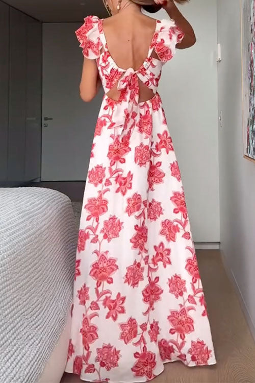 Patricia  | Robe Maxi à Imprimé Floral Volanté