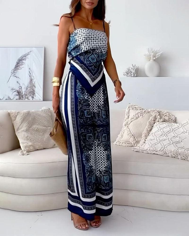 Lila | Ensemble de débardeur et pantalon à lacets imprimé