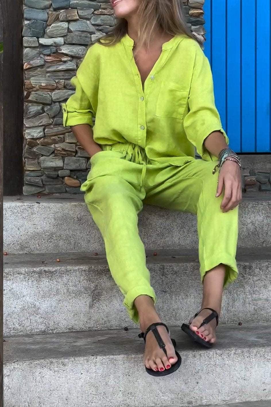 Liam | Ensemble Chemise à Col V et Pantalon
