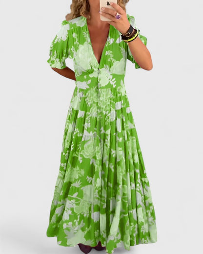 Miriam – Robe florale avec col en V