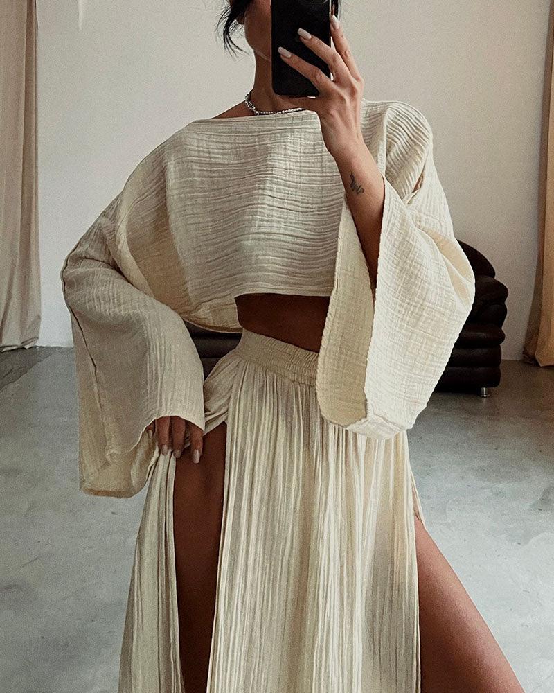 Lila | Ensemble en Coton et Lin à Fente