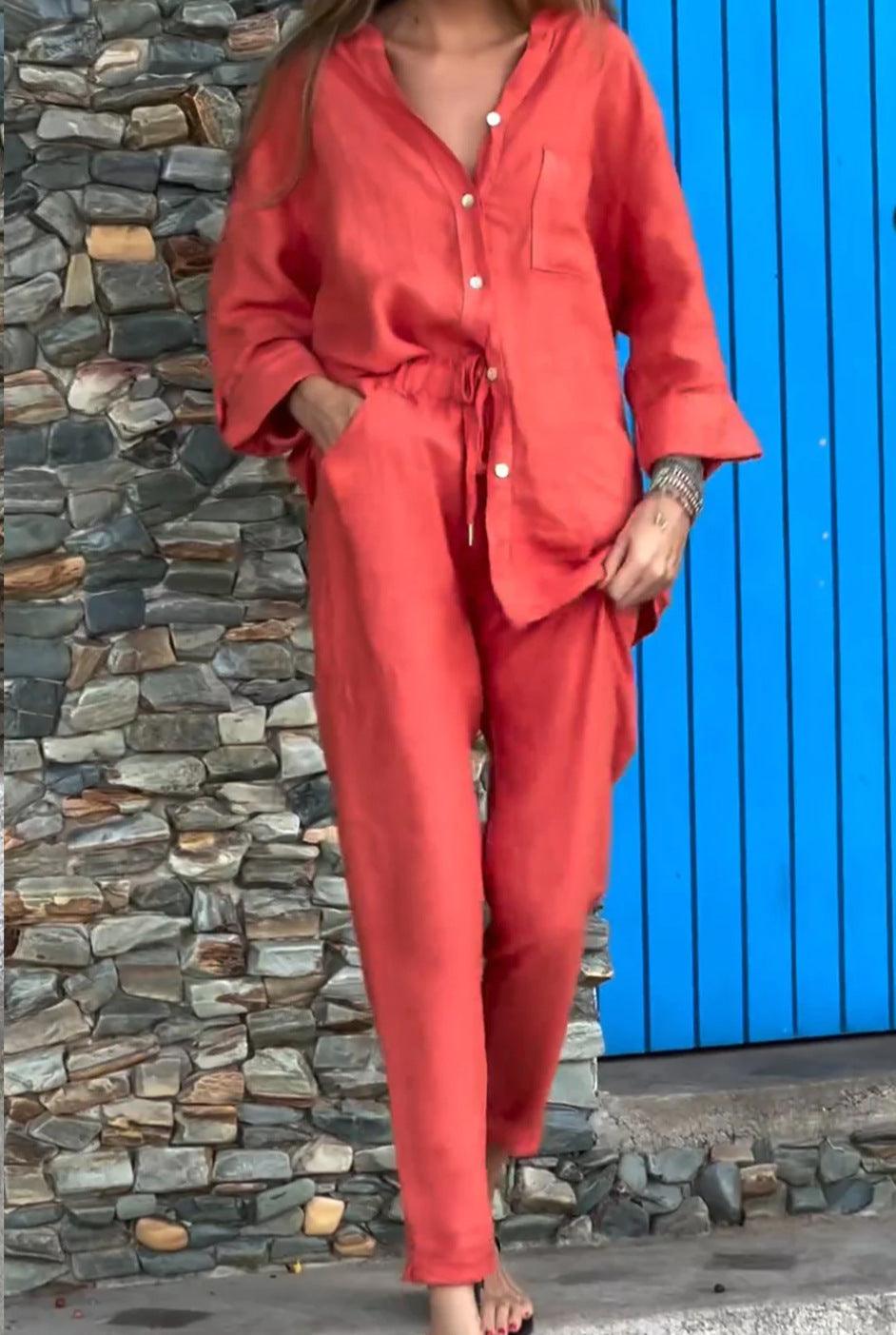 Liam | Ensemble Chemise à Col V et Pantalon