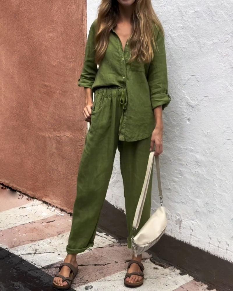 Liam | Ensemble Chemise à Col V et Pantalon