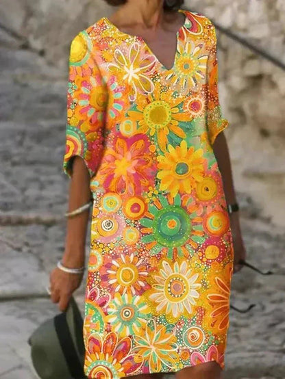 Leila | Robe Midi Florale Vibrante