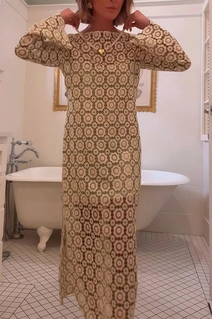 Judy  | Robe Midi à Manches Longues Fleurie