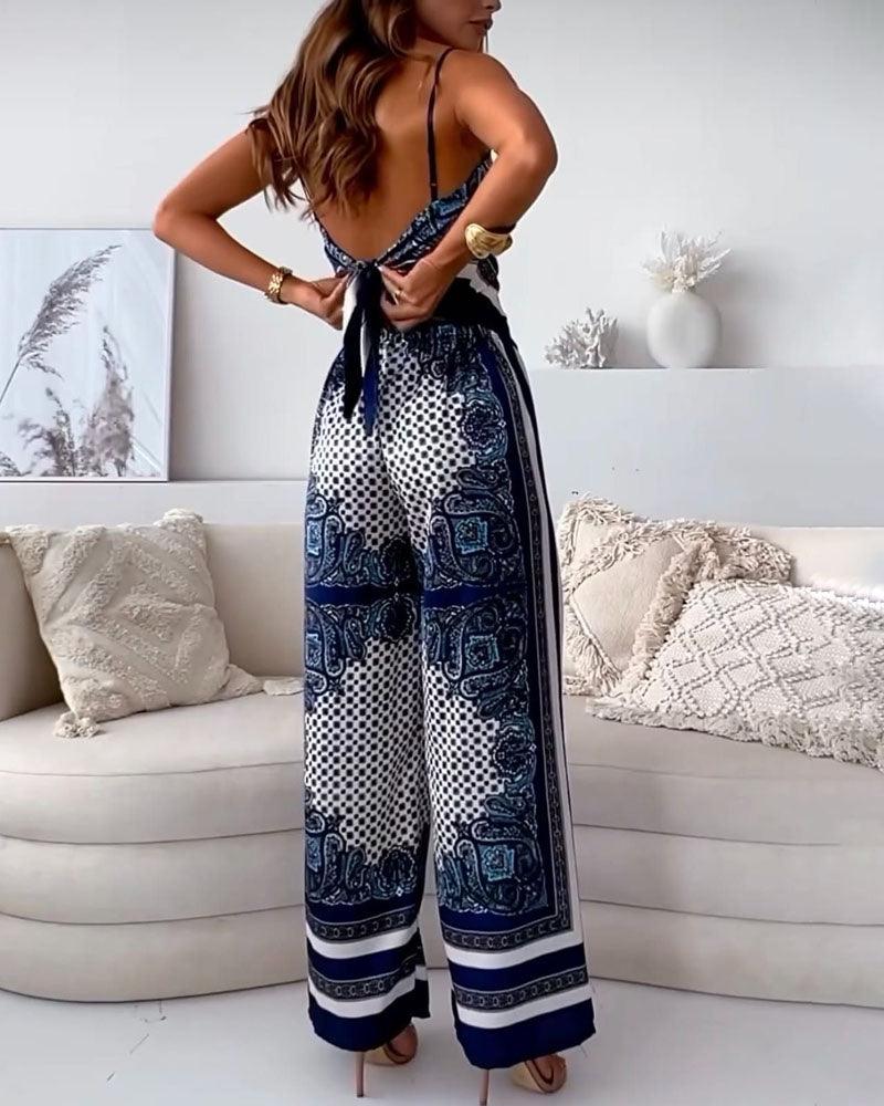Lila | Ensemble de débardeur et pantalon à lacets imprimé