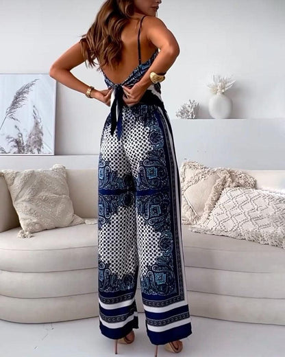 Lila | Ensemble de débardeur et pantalon à lacets imprimé