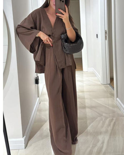 Sienna | Ensemble Top à Col V et Pantalon