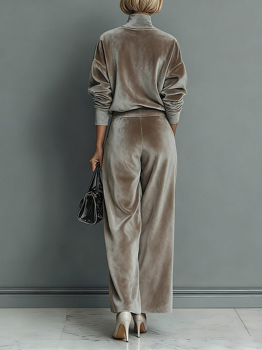 Elena | Costume en Velours à Col Roulé