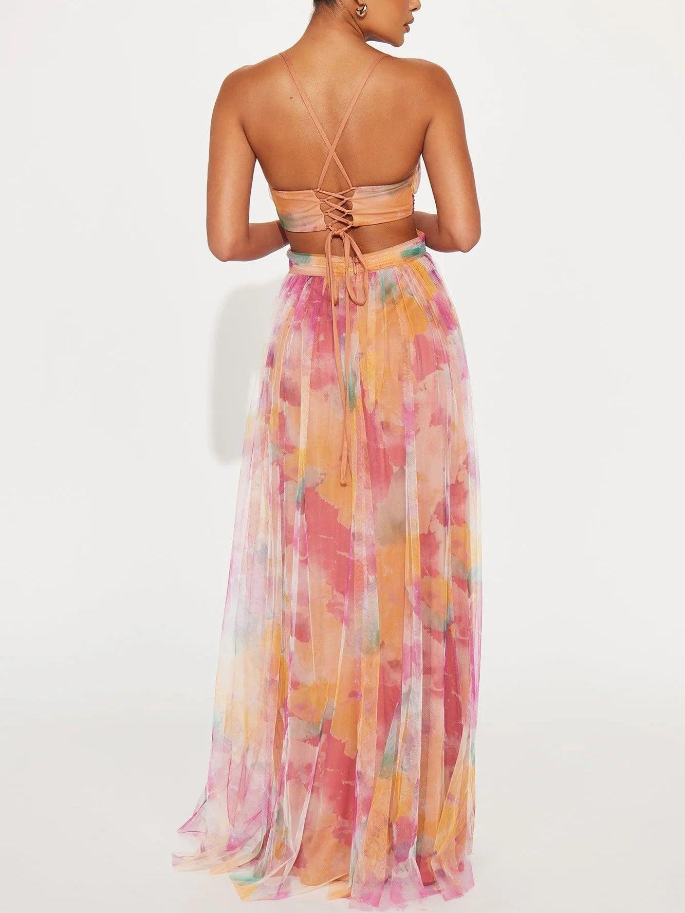 Karen | Robe Maxi V-Découpe à Imprimé Floral