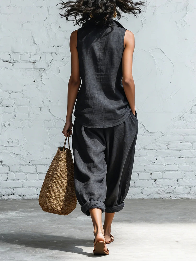 Sophia | Ensemble Chemise Col et Pantalons Amples