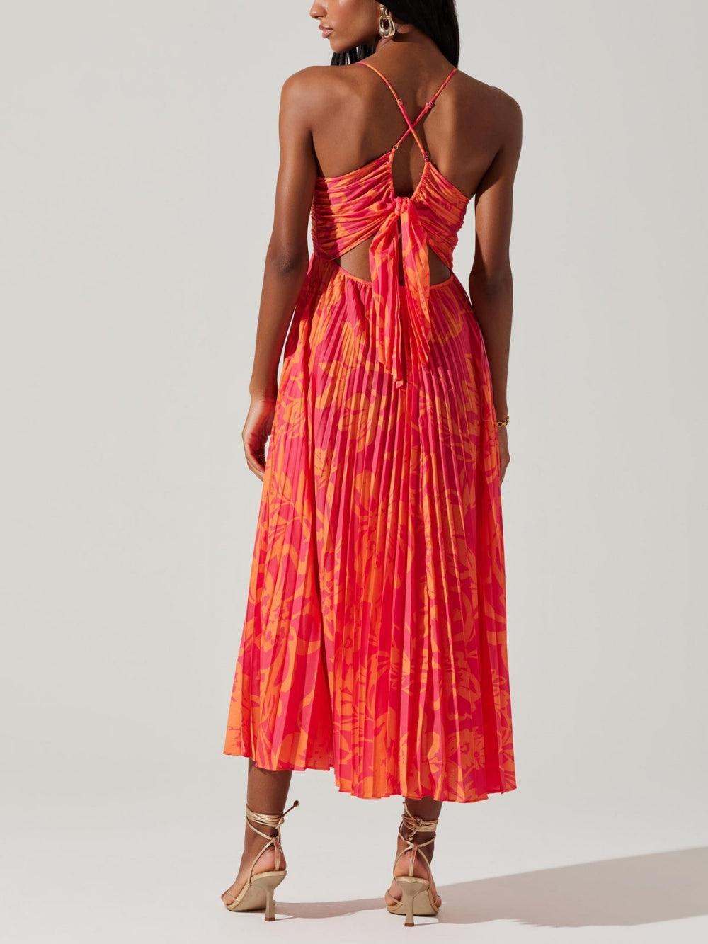 Heather | Collection de Robes Midi Plissées Élégantes à Imprimé Floral Chic Côtier