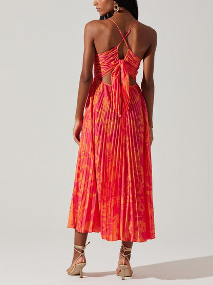 Heather | Collection de Robes Midi Plissées Élégantes à Imprimé Floral Chic Côtier