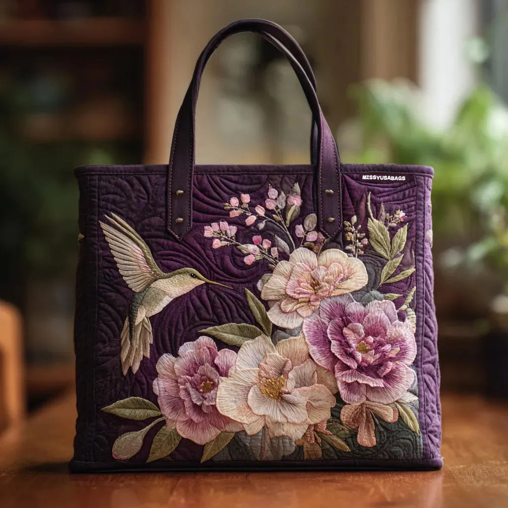 Sac Matelassé Artisanal - Colibris et Orchids