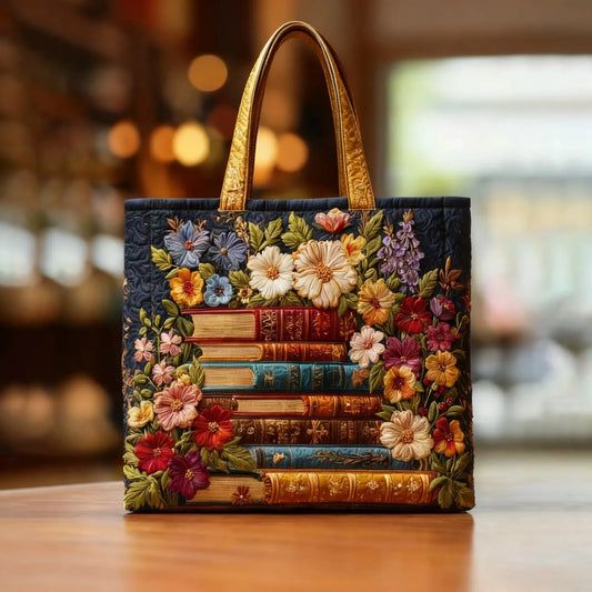 Tote Artisanal - Imprimé Floral et Livres
