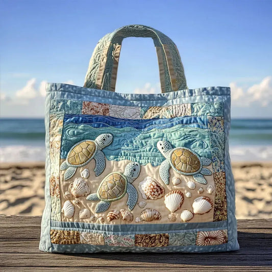 Sac à provisions matelassé artisanal - Tortues marines