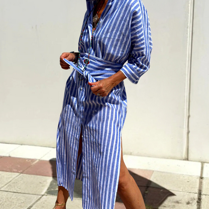 Noa | Robe Midi Rayée Décontractée