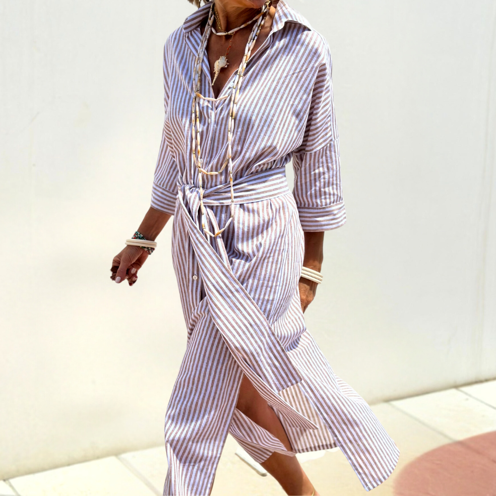 Noa | Robe Midi Rayée Décontractée