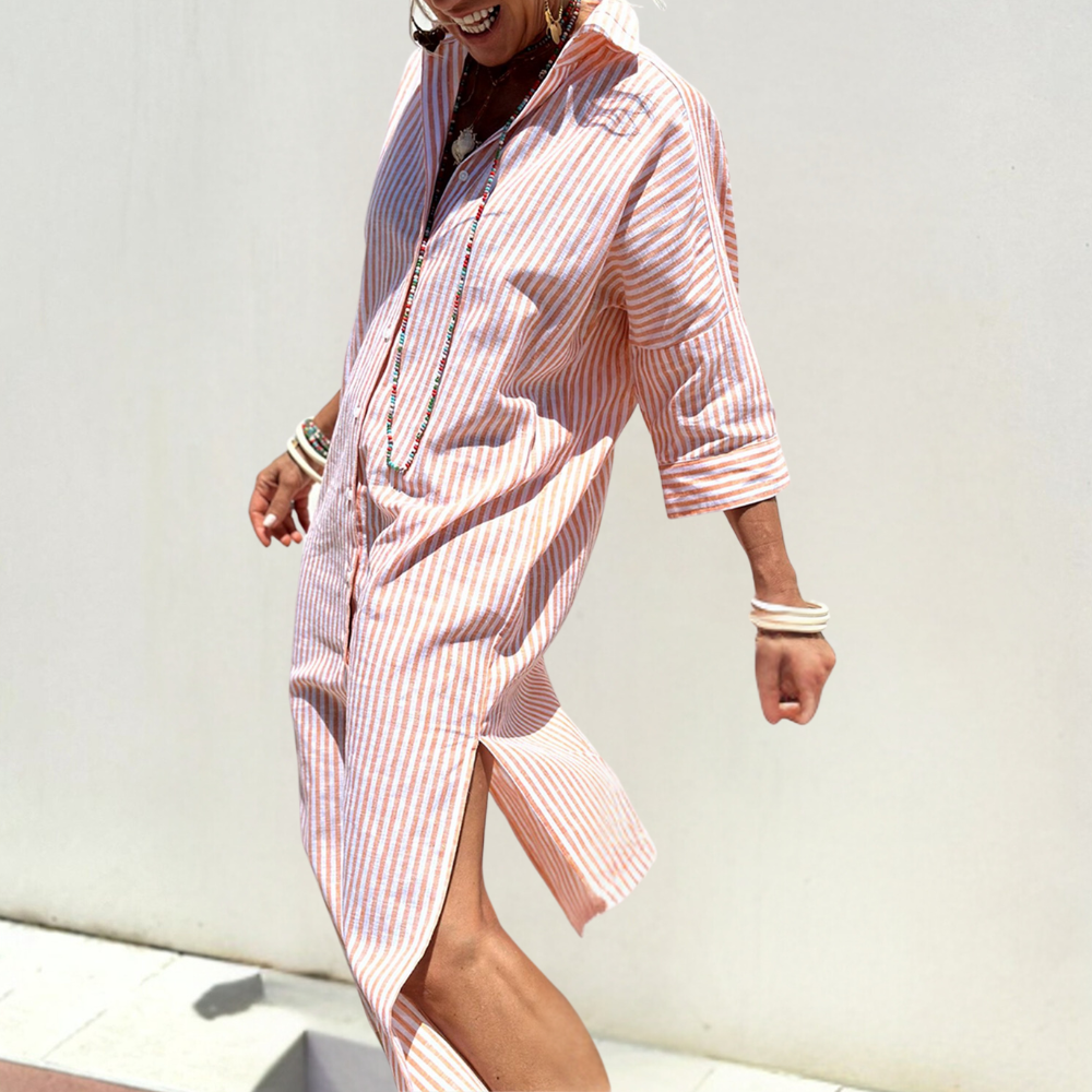 Noa | Robe Midi Rayée Décontractée
