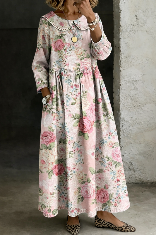 Brooklyn | Denim Dress with Floral Collar