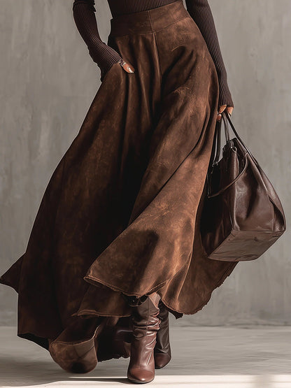 Sienna | Ensemble de jupe midi en daim usé