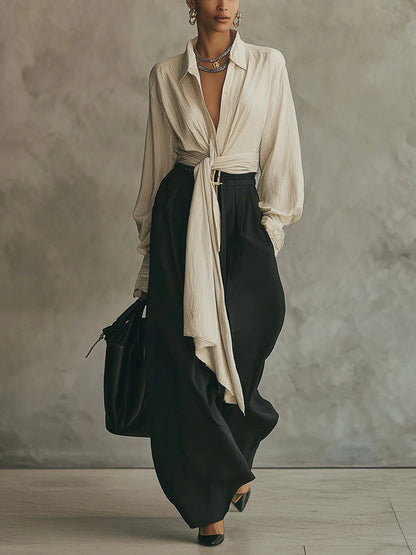 Samantha | Ensemble Chemise à Lacets et Pantalons