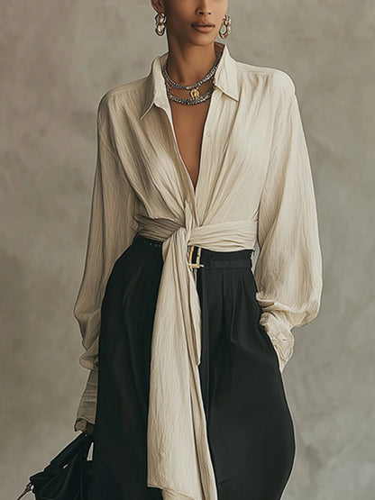 Samantha | Ensemble Chemise à Lacets et Pantalons
