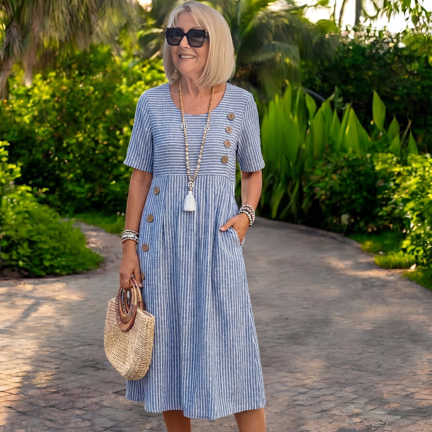 Julia | Robe midi à rayures