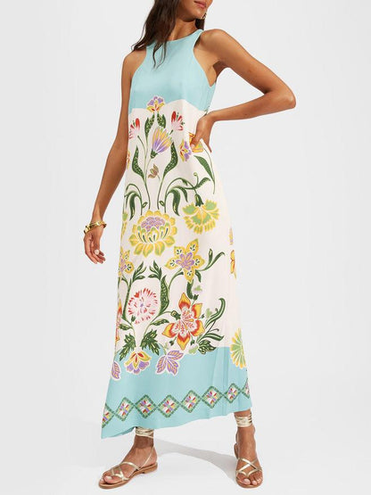 Ava | Robe Midi Sans Manches Imprimée Florale Resort Sunshine