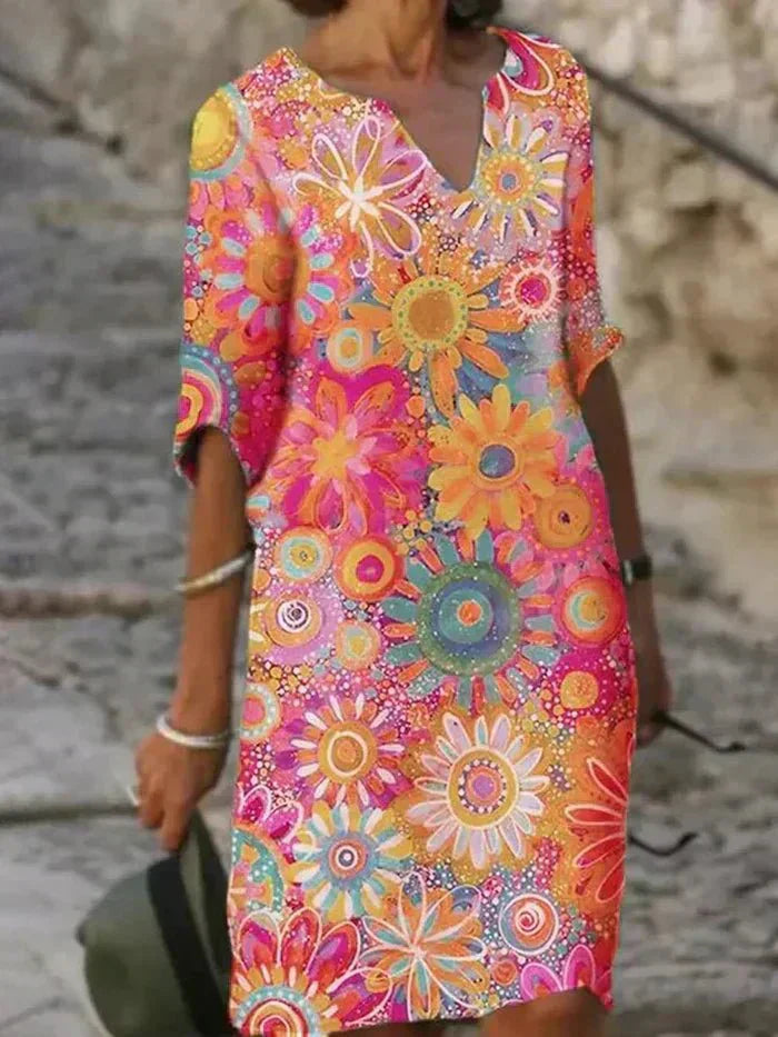 Leila | Robe Midi Florale Vibrante