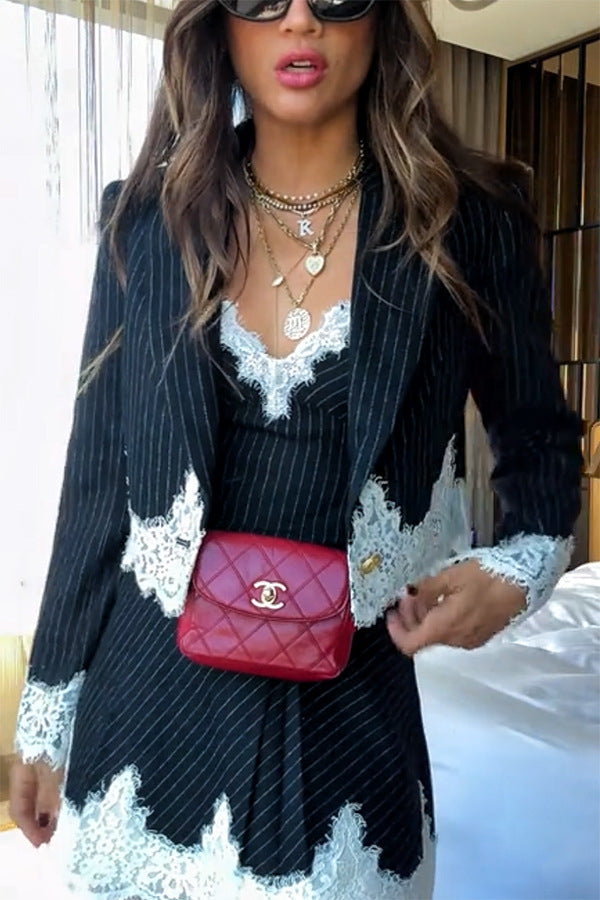 Lydia | Ensemble de tailleur et robe avec panneaux en dentelle