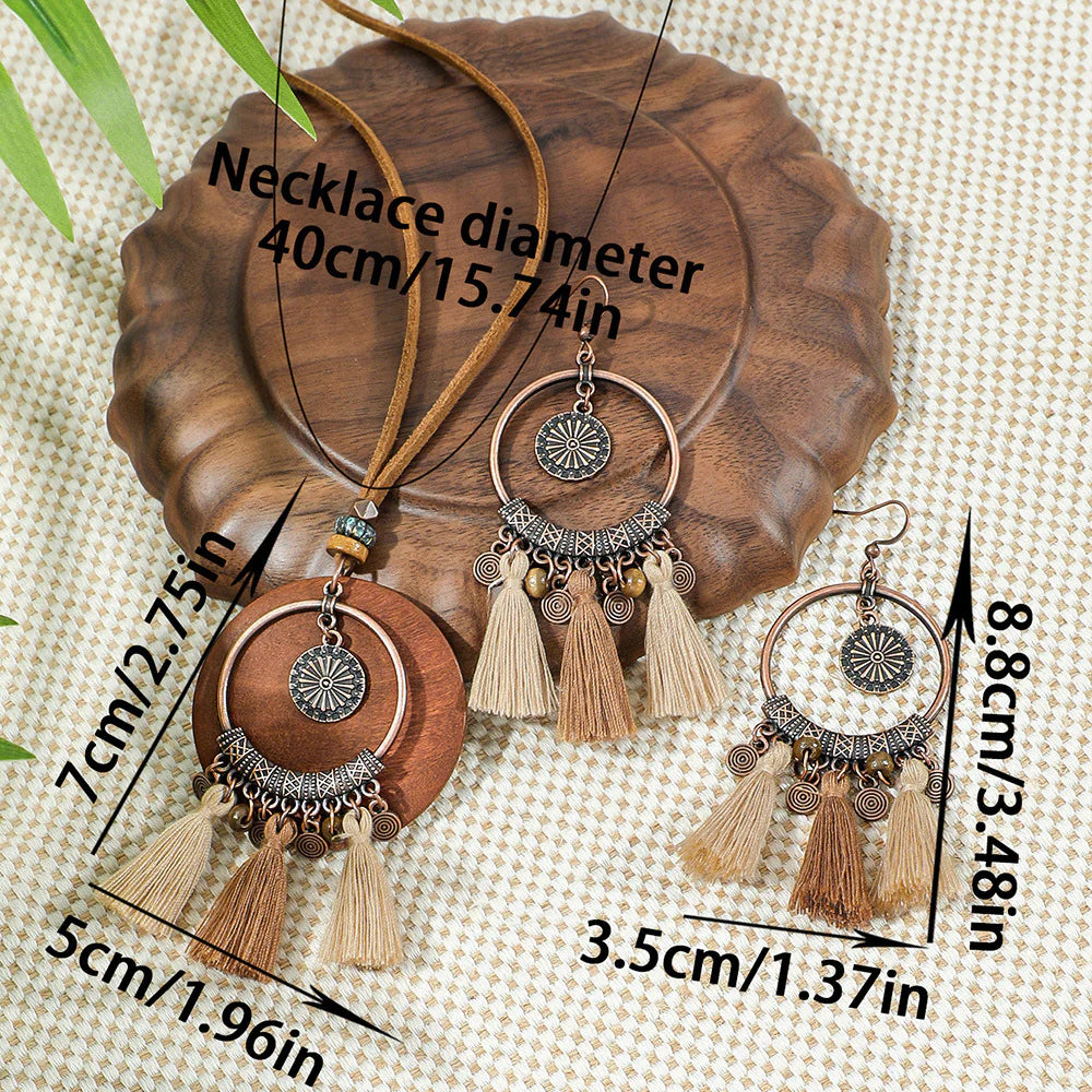 Isabella | Ensemble de Collier et Boucles d'Oreilles à Franges Bohémien