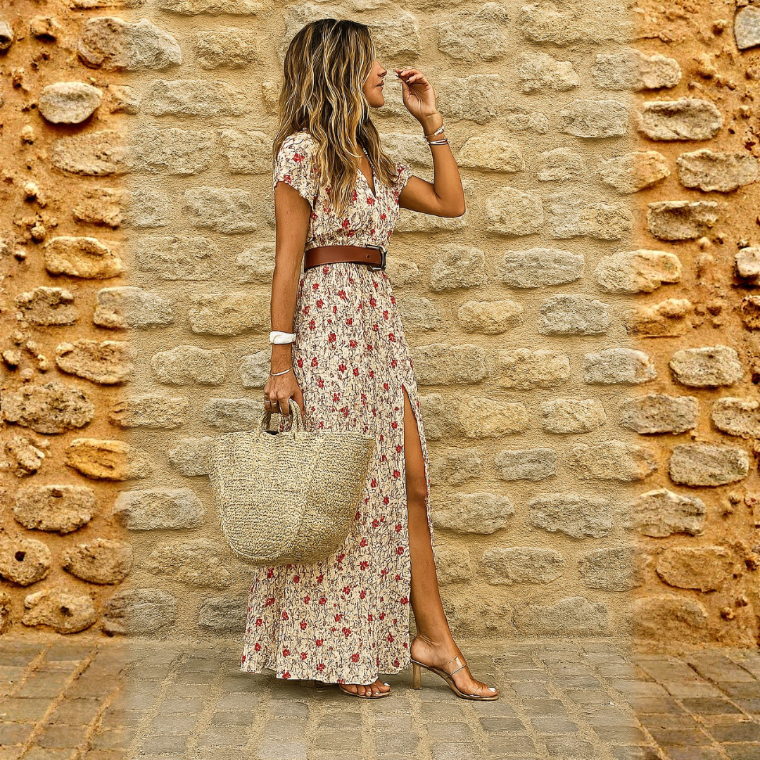 Joselin™ – Robe longue bohémienne et fluide avec ceinture