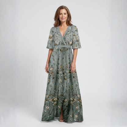 Melodi – Robe longue à fleurs avec décolleté en V