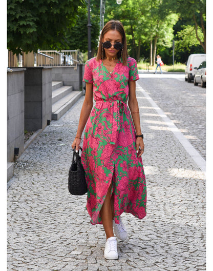 Judy | Robe florale élégante à décolleté en V
