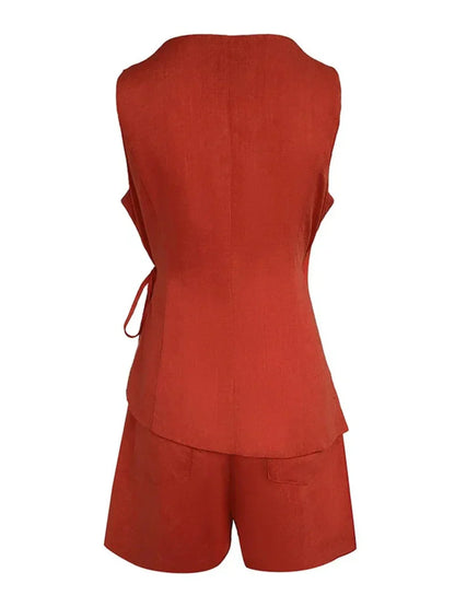 Lila | Ensemble Top et Short en Lin à Col V