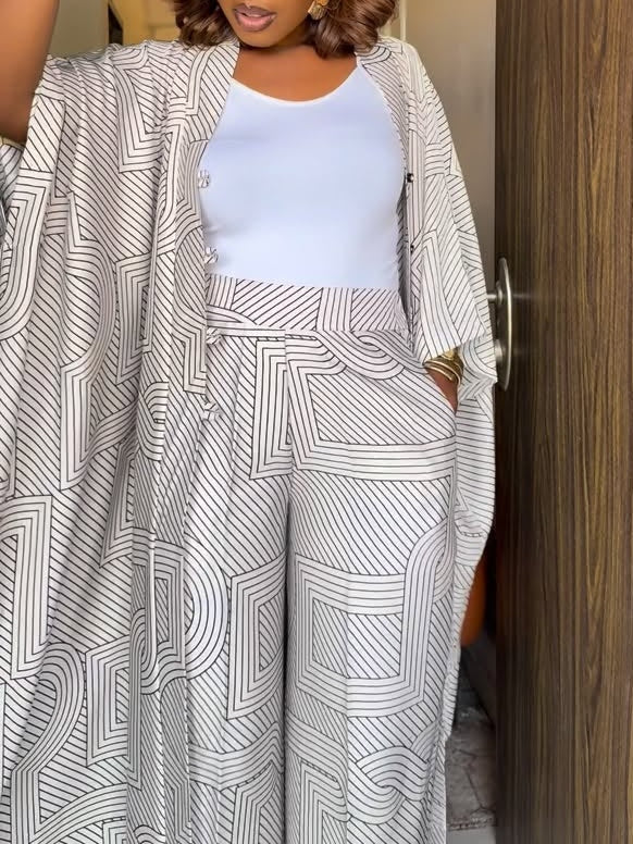 Samantha | Ensemble Cardigan Rayé & Pantalon