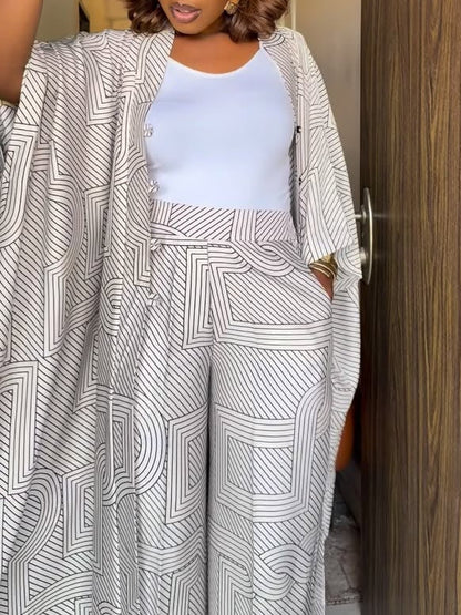 Samantha | Ensemble Cardigan Rayé & Pantalon